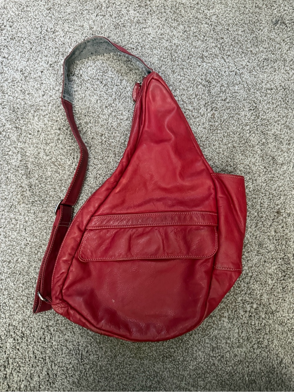 Ameribag Red Leather Crossbody Sling Bag